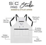 StyleCraft Water-Repellent Barber/Salon Apron w/ Adjustable Straps - White
