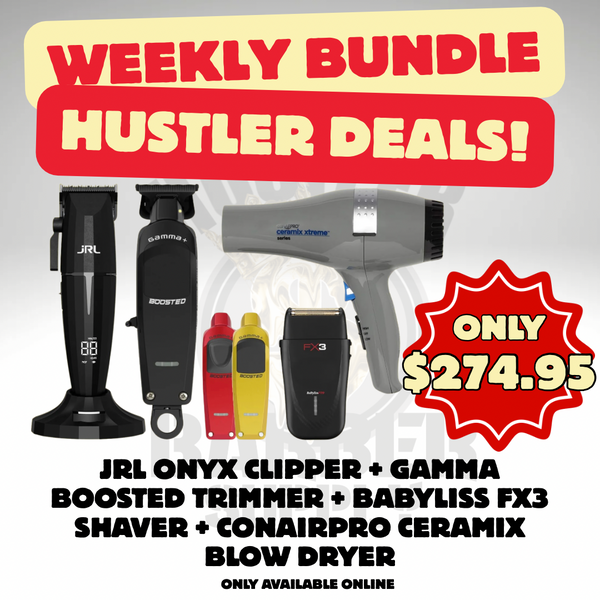 HUSTLER DEALS! JRL Onyx Clipper + Gamma Boosted Trimmer + Babyliss fx3 shaver + blow dryer