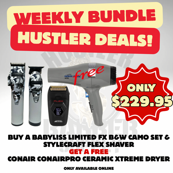 HUSTLER DEALS! Babyliss Limitedfx B&W Camo Set + Stylecraft Flex Shaver + Conair Ceramic Xtreme Dryer