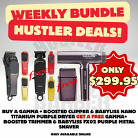 HUSTLER DEAL! Gamma Boosted Clipper + Gamma Boosted Trimmer + Babyliss Purple Shaver + Babyliss Nano Titanium Purple Hair Dyer
