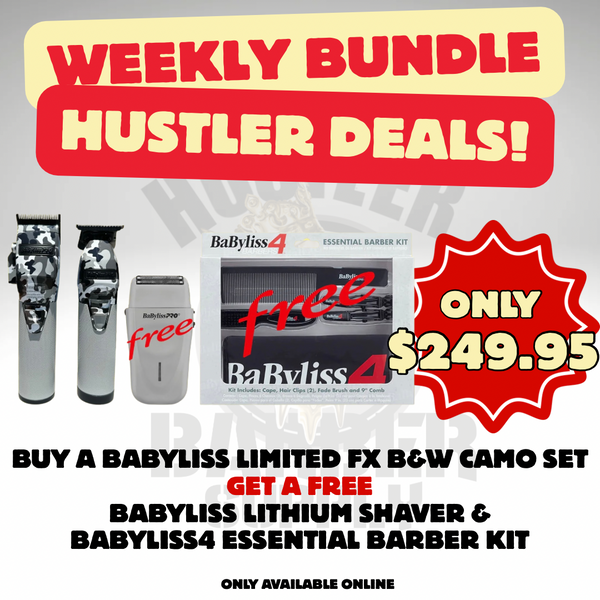 HUSTLER DEALS! Babyliss Camo Clipper Trimmer Set + Babyliss Lithium Shaver + Babyliss Essential Barber Kit (cape, comb, brush & hair clips)