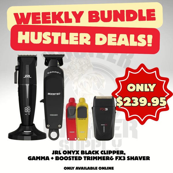 JRL ONYX BLACK CLIPPER,
GAMMA + BOOSTED TRIMMER& FX3 SHAVER