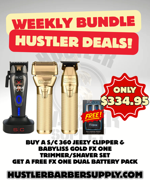 Stylecraft 360 Jeezy Clipper + Babyliss FxOne Gold Trimmer & Shaver + Babyliss FxOne Dual battery pack