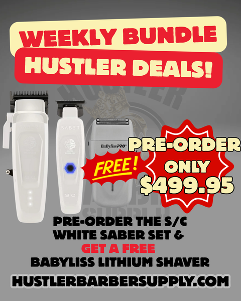 PRE-ORDER White Saber 2 clipper and trimmer, get a FREE Babyliss Lithium Shaver